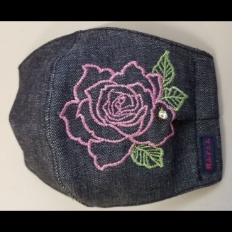 岡山デニムマスク『薔薇柄刺繍』